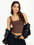 Square Neck Tank Top Double Lined Basic Crop Tops