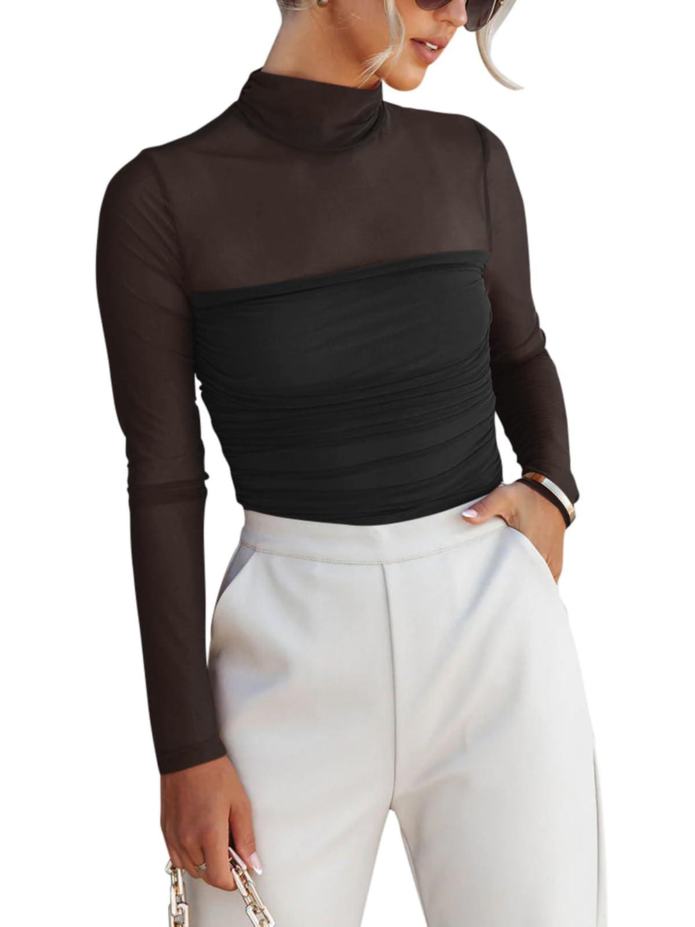 Veil of Night Turtleneck Top - REORIA