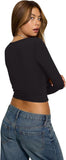 Square Neck Basics Y2K Tops Layering Slim Fitted Top - REORIA