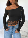 Seductive Lace Off-Shoulder Cropped Top - REORIA