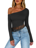 Seductive Lace Off-Shoulder Cropped Top - REORIA