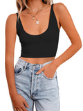 Moonlit Whisper Deep U Crop Top - REORIA