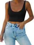 Moonlit Whisper Deep U Crop Top - REORIA