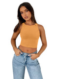 Sleeveless Halter Neck Tank Crop Tops