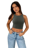 Sleeveless Halter Neck Tank Crop Tops