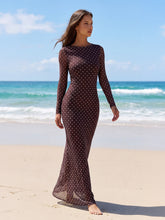 Mesh Sheer Long Sleeve Maxi Dress