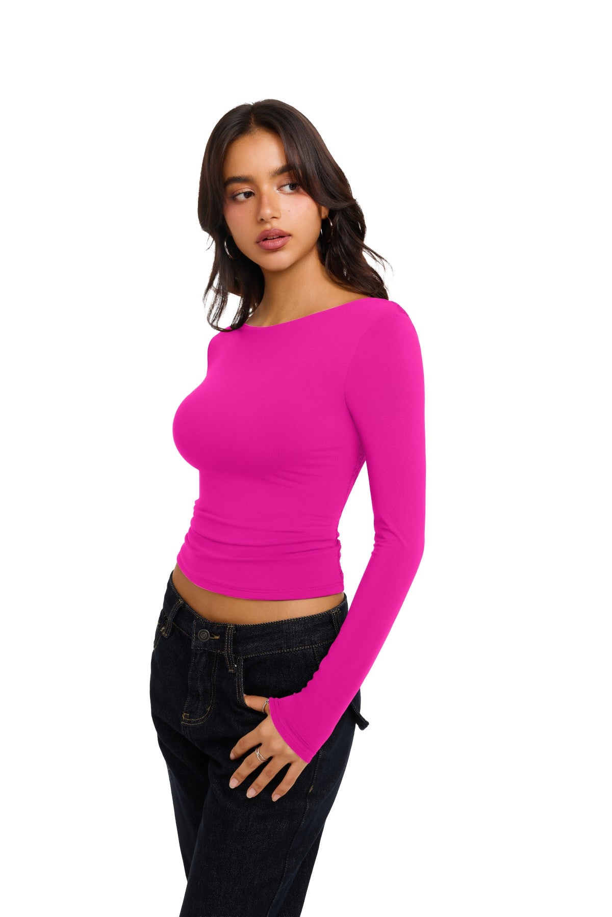 Double Lined Slim Fit Lace Back Crop Top