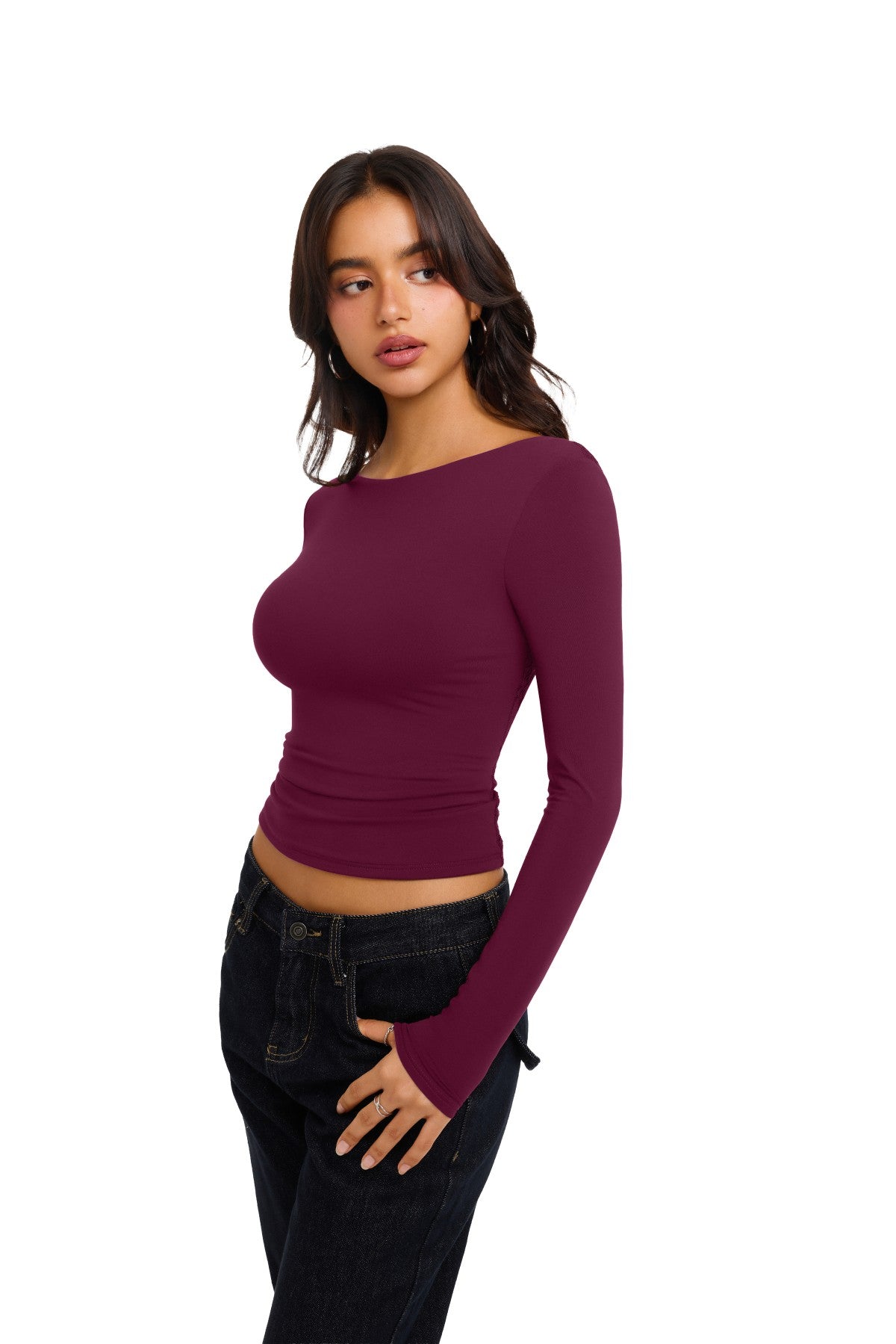 Double Lined Slim Fit Lace Back Crop Top