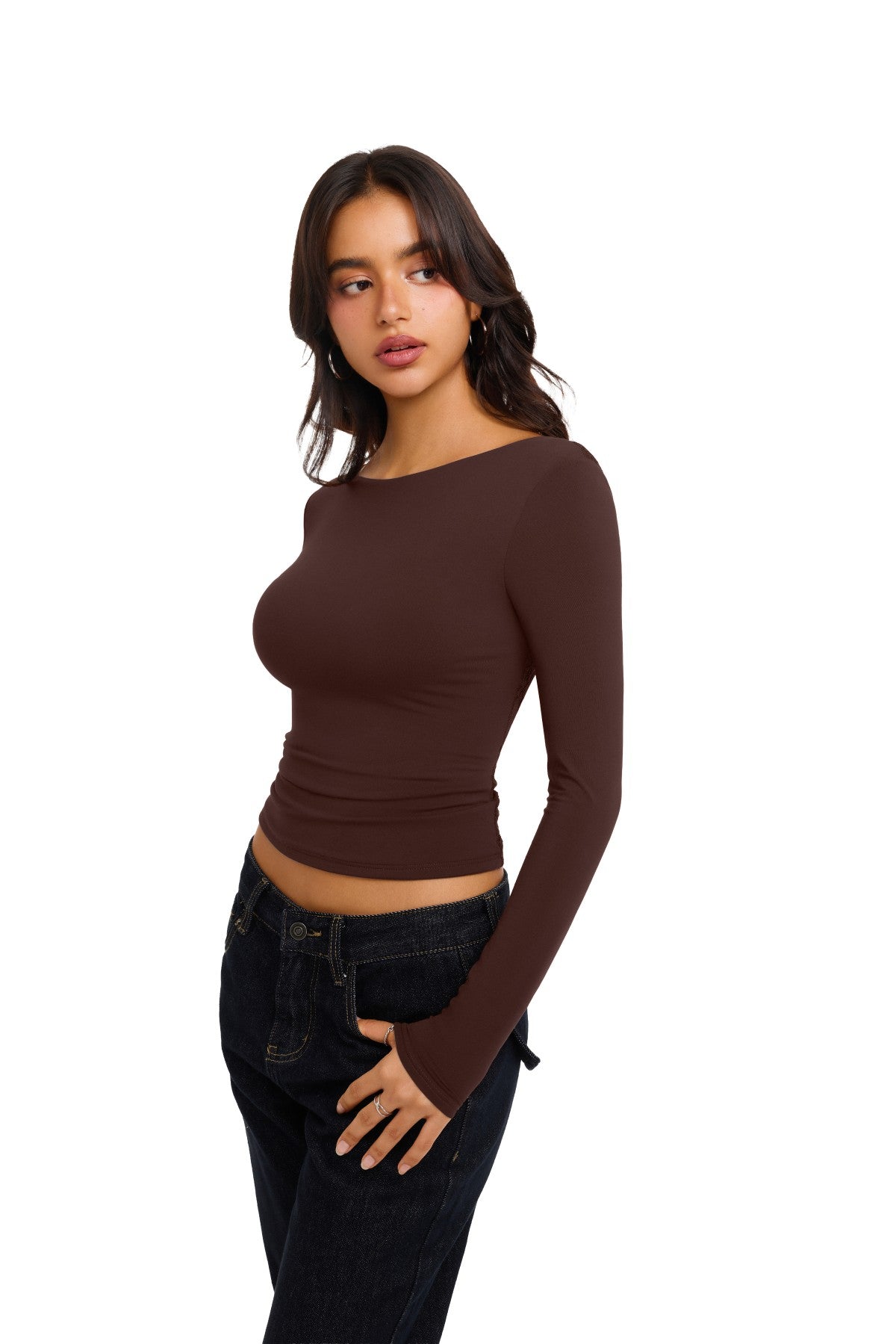 Double Lined Slim Fit Lace Back Crop Top