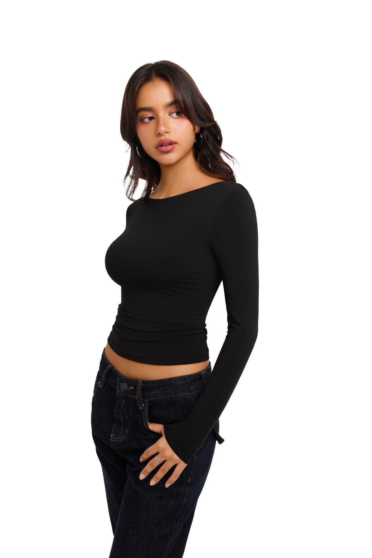 Double Lined Slim Fit Lace Back Crop Top