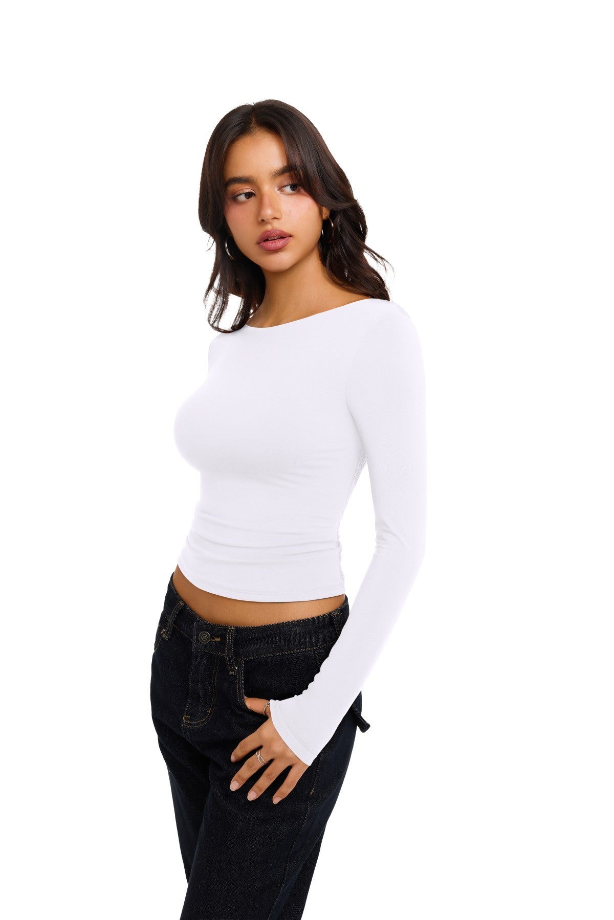 Double Lined Slim Fit Lace Back Crop Top