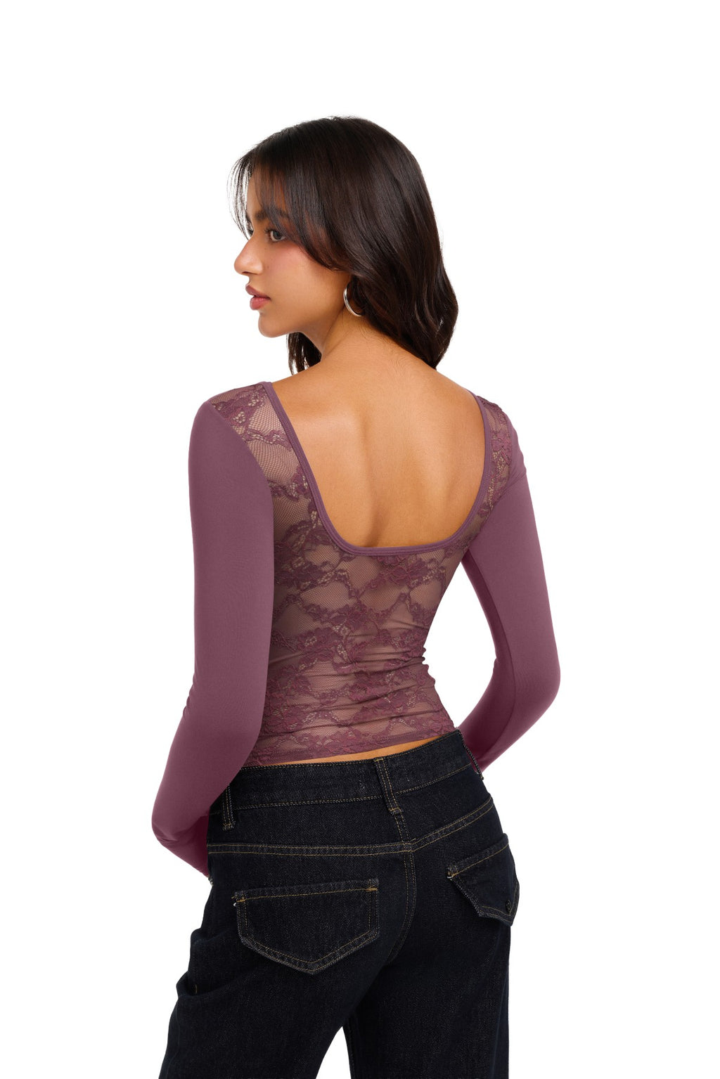 Double Lined Slim Fit Lace Back Crop Top