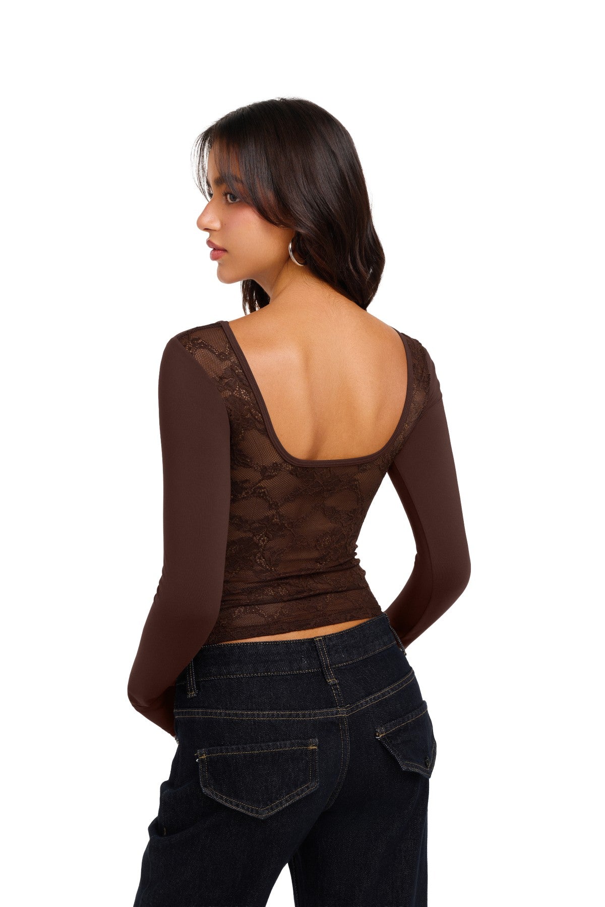 Double Lined Slim Fit Lace Back Crop Top