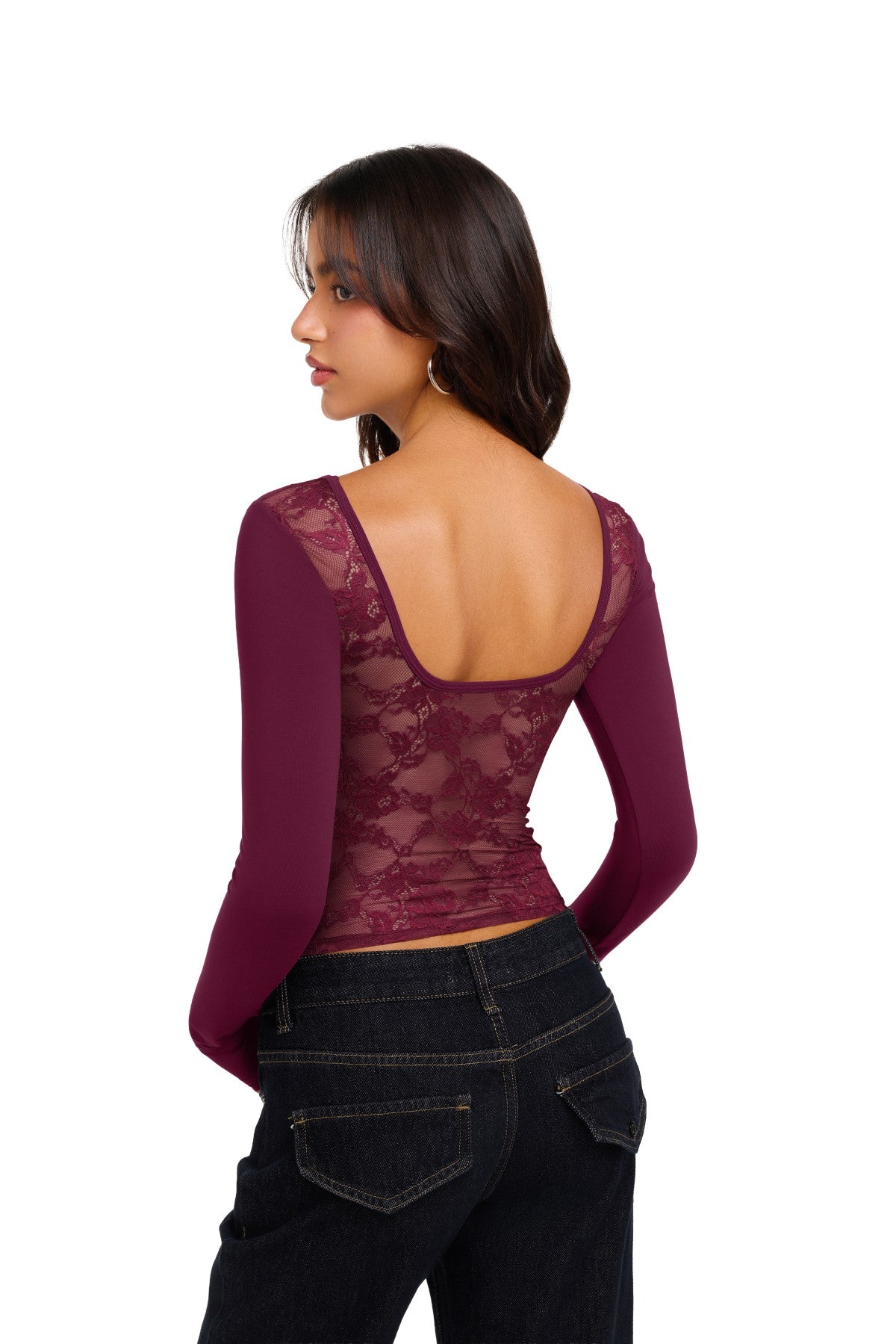 Double Lined Slim Fit Lace Back Crop Top