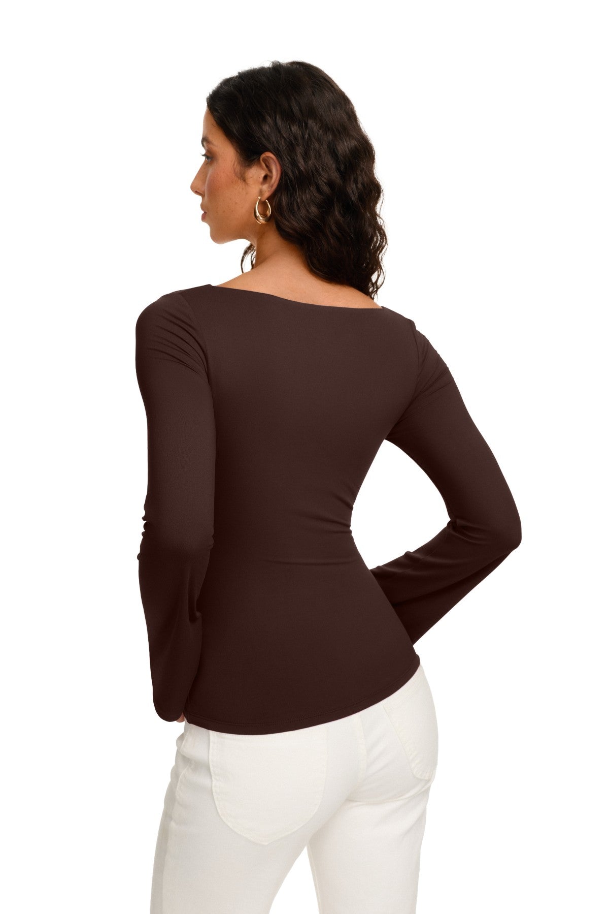 Double Lined Boat Neck Bell Sleeve Crop Top