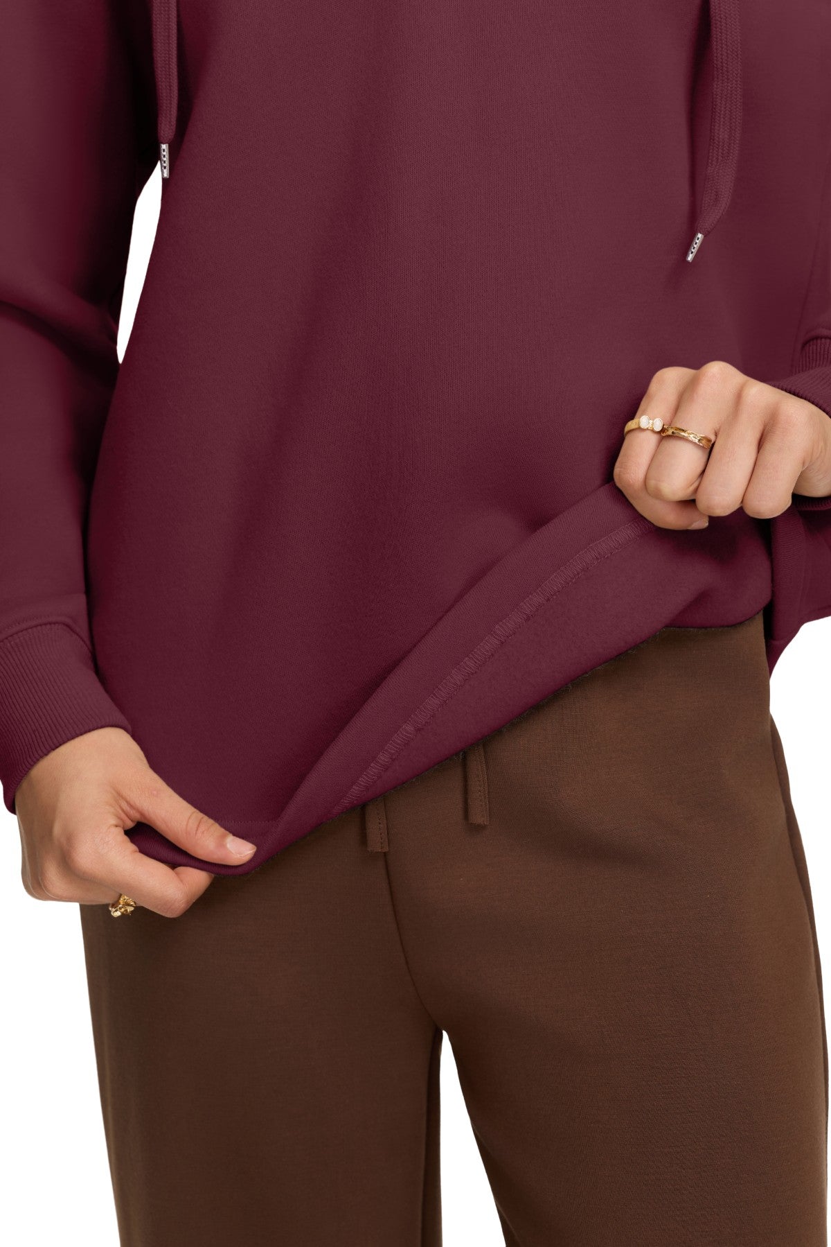 Oversized V Neck Hooded Pullover Sweatshirt
