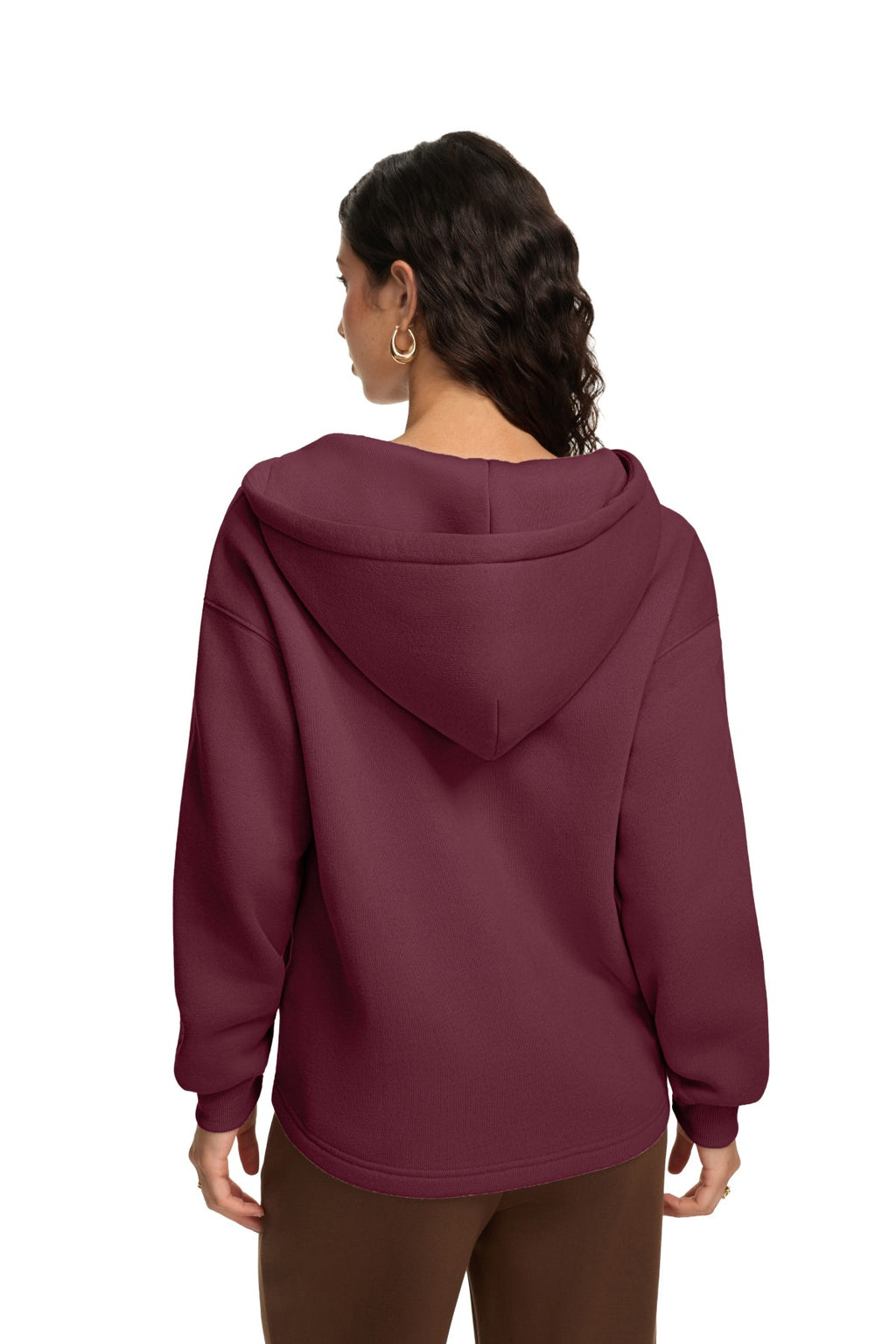 Oversized V Neck Hooded Pullover Sweatshirt