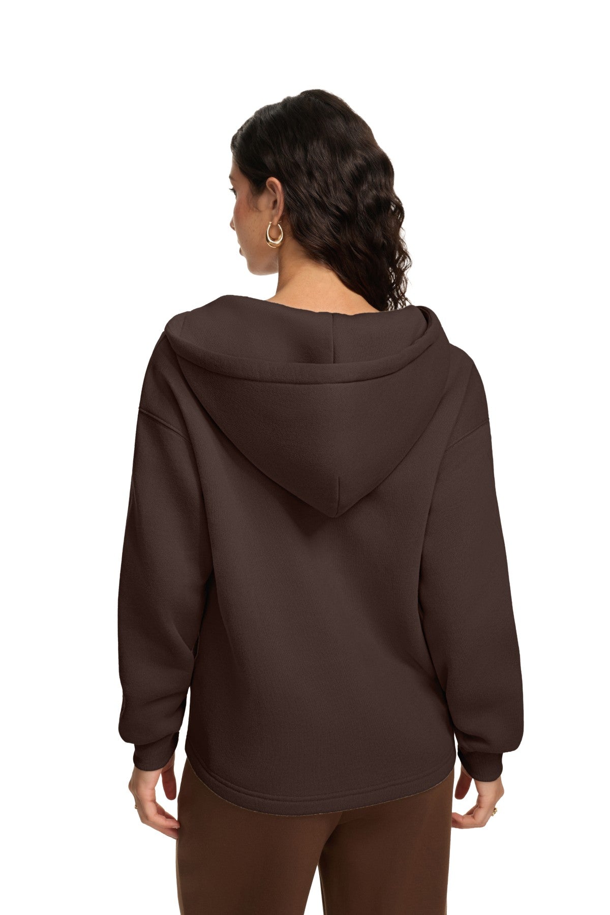 Oversized V Neck Hooded Pullover Sweatshirt