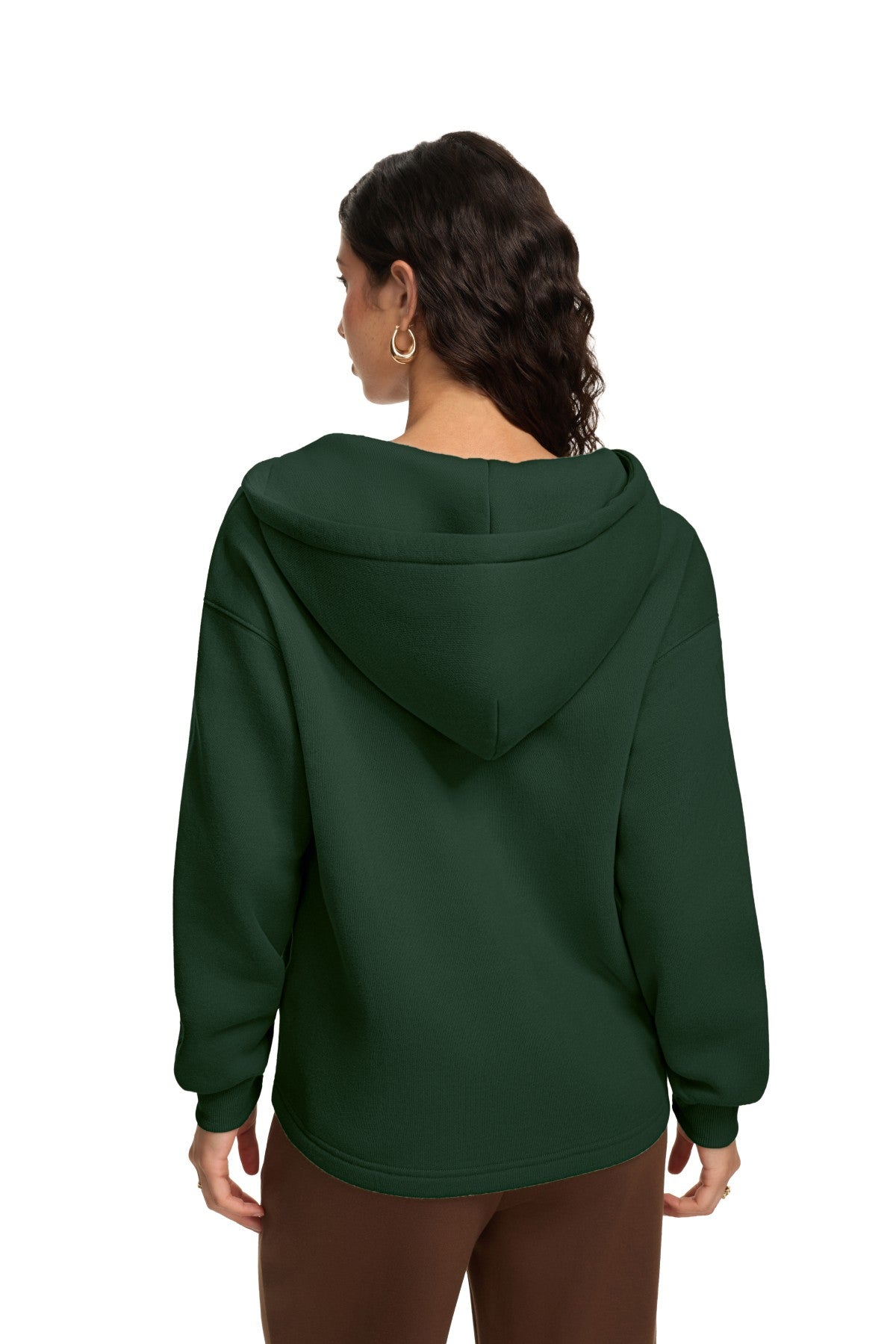 Oversized V Neck Hooded Pullover Sweatshirt