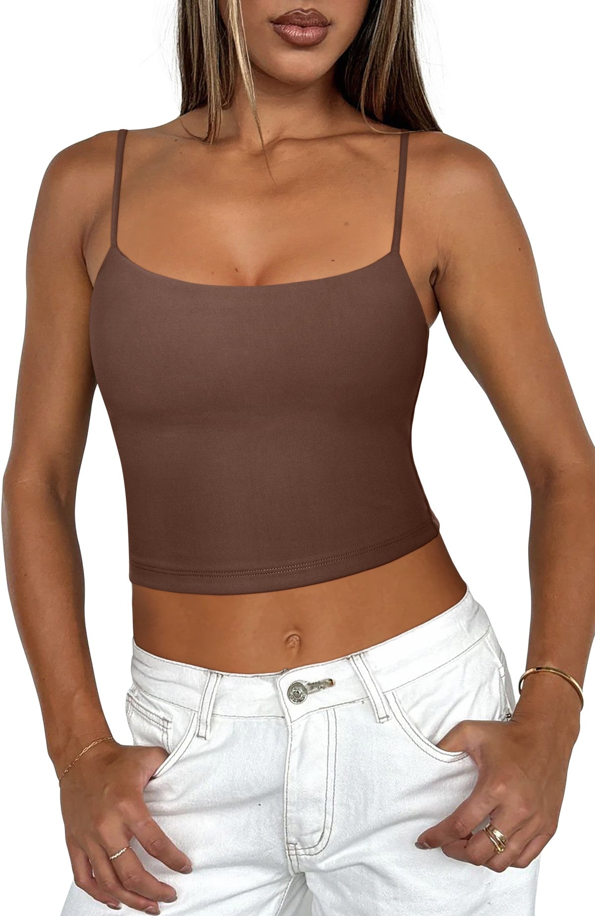 Adjustable Spaghetti Strap Seamless Camisole Crop Tops