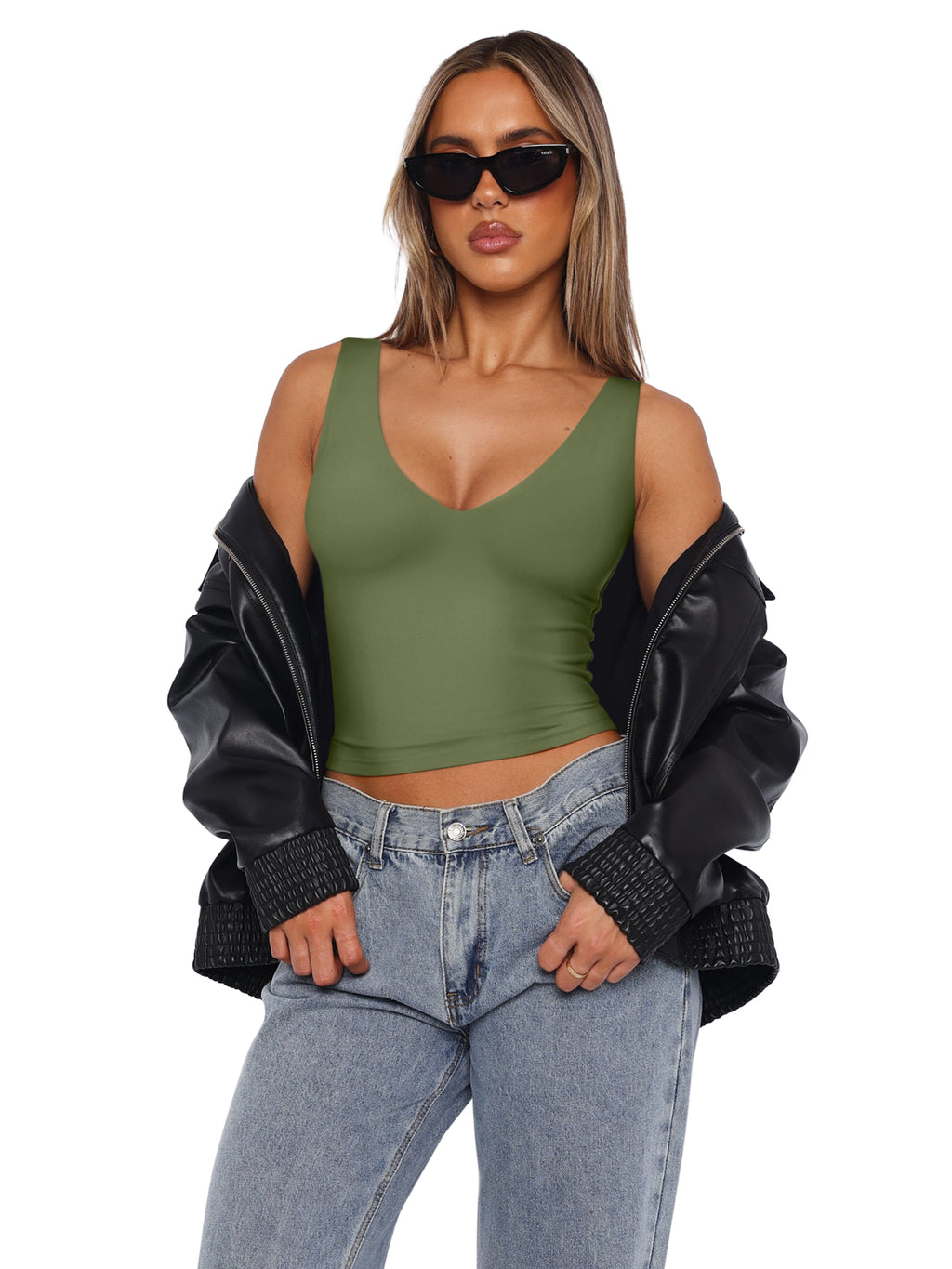 Timeless Charm Deep V Sleeveless Crop Top