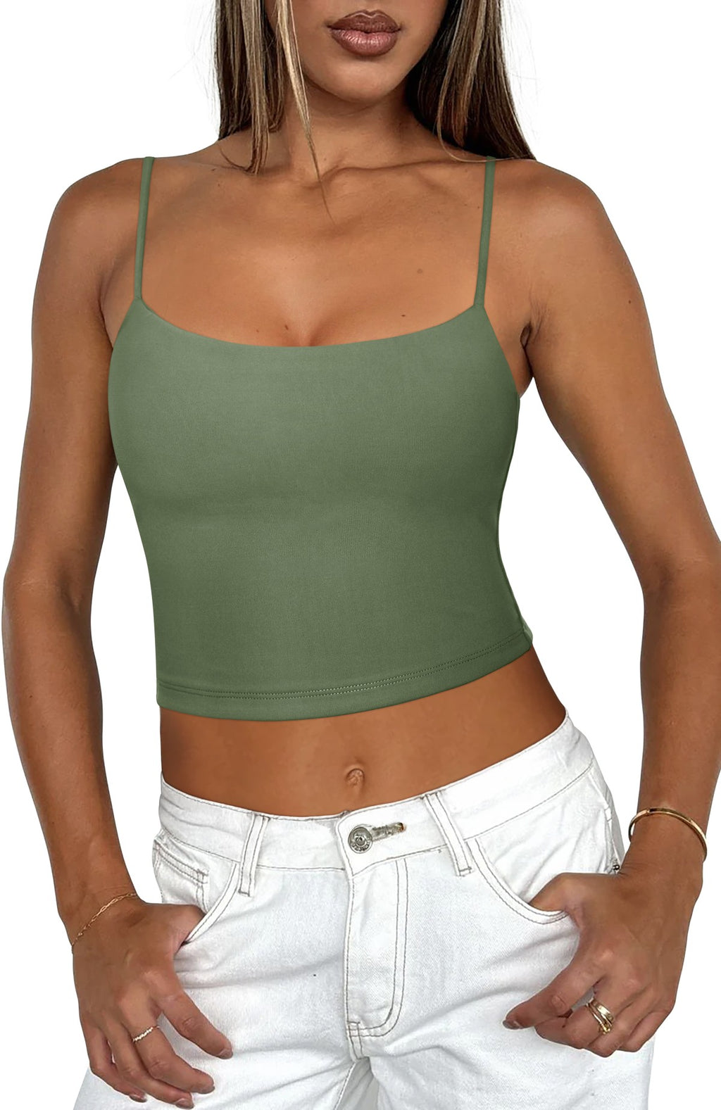 Adjustable Spaghetti Strap Seamless Camisole Crop Tops