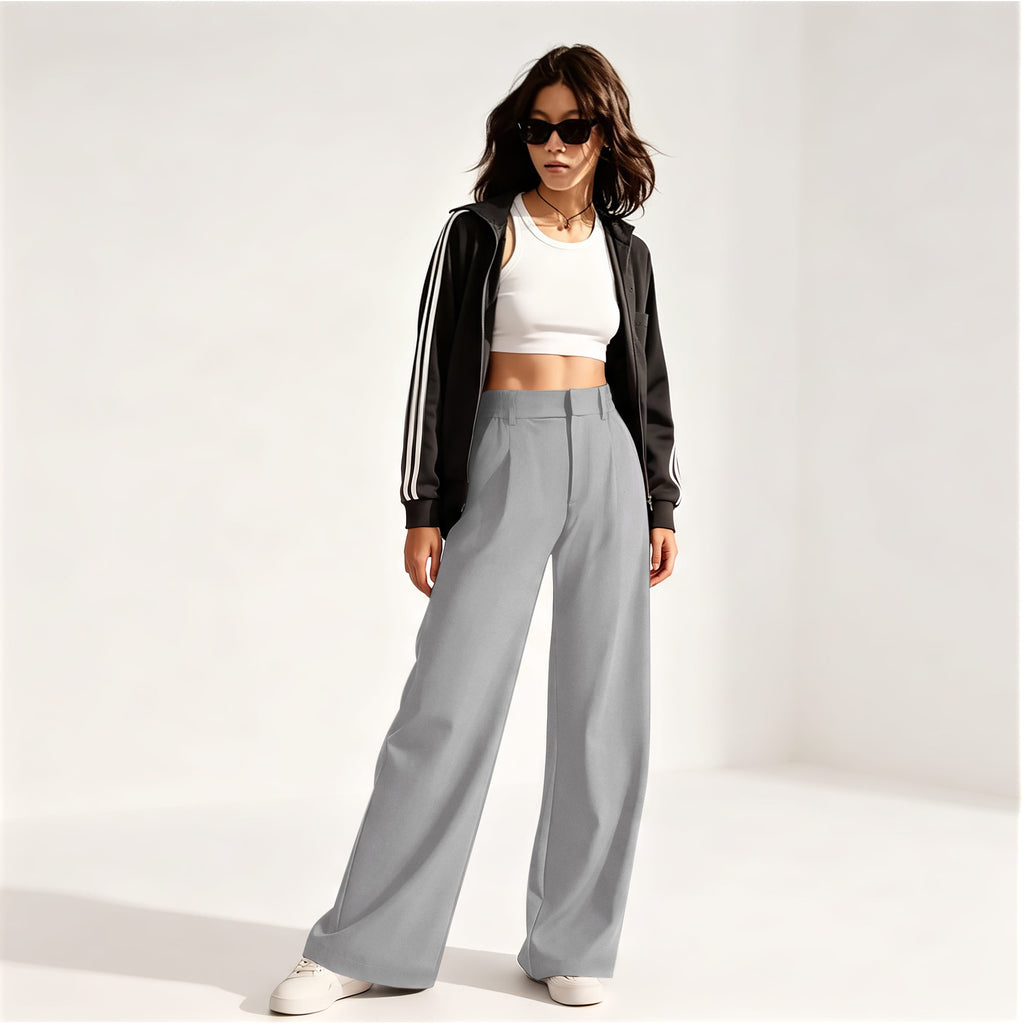 REORIA Women's High Waisted Wide Leg Work Pants with Pockets