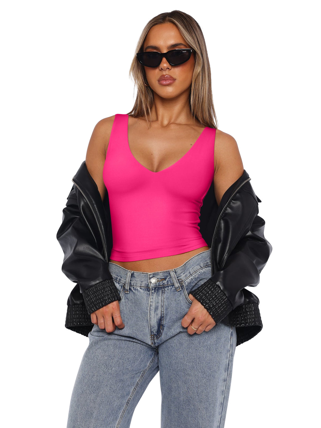 Timeless Charm Deep V Sleeveless Crop Top