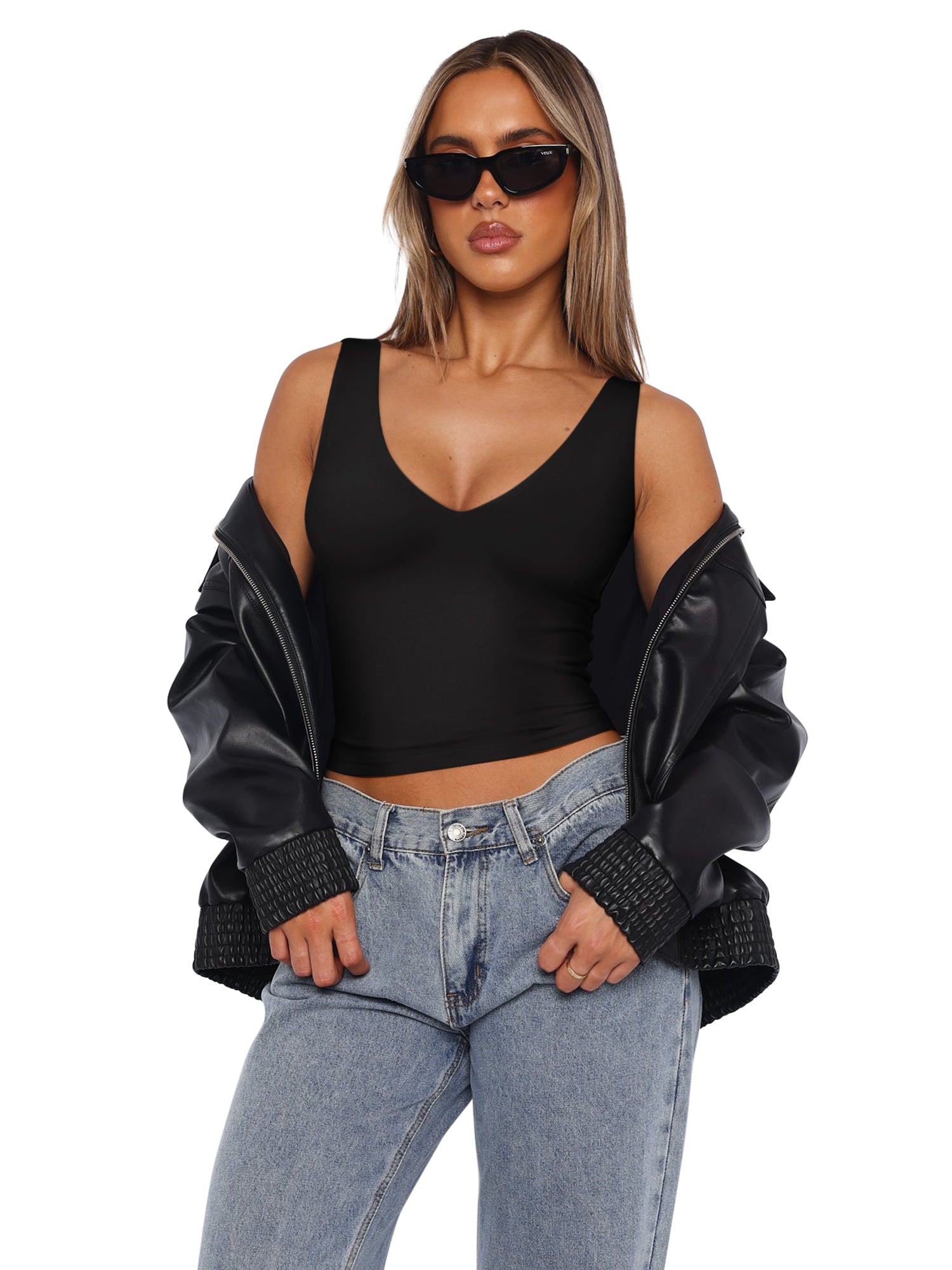 Timeless Charm Deep V Sleeveless Crop Top