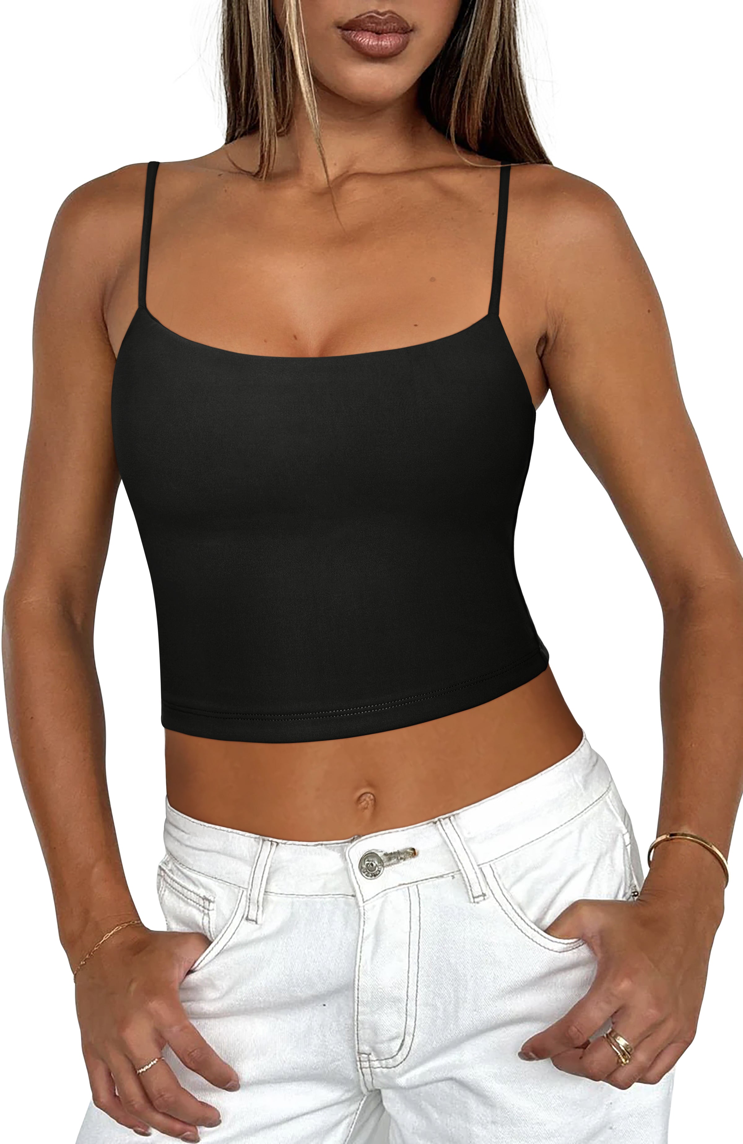 Adjustable Spaghetti Strap Seamless Camisole Crop Tops