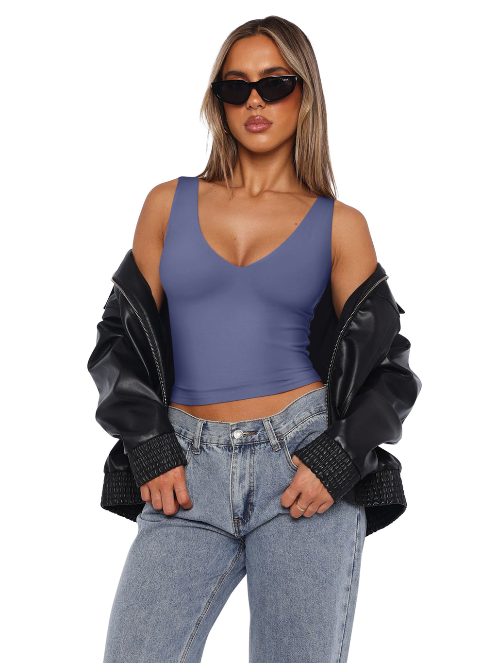 Timeless Charm Deep V Sleeveless Crop Top