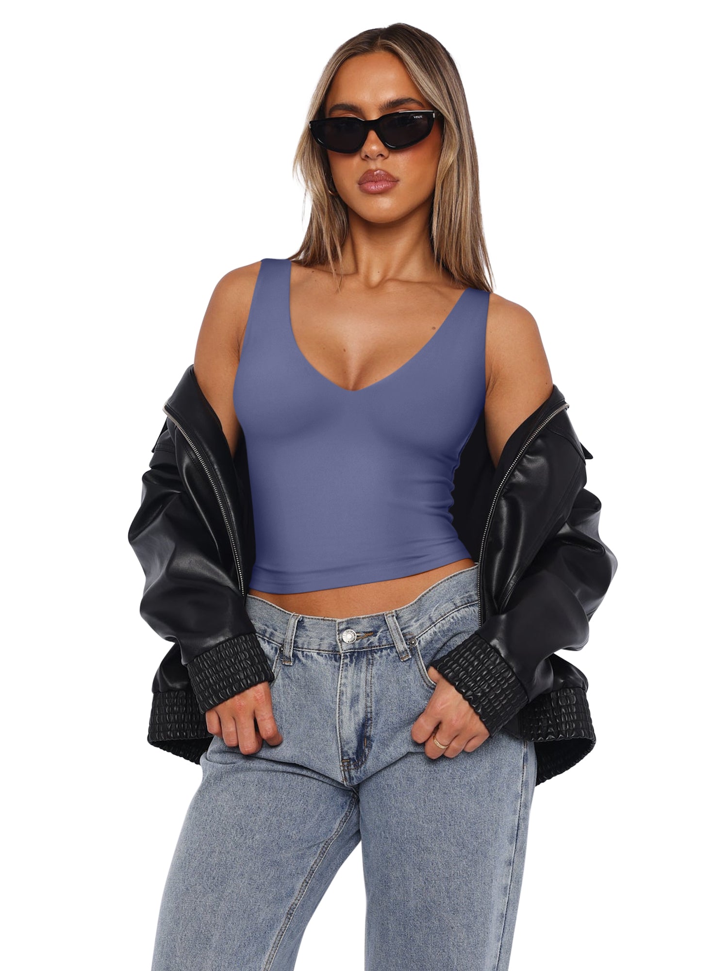 Timeless Charm Deep V Sleeveless Crop Top