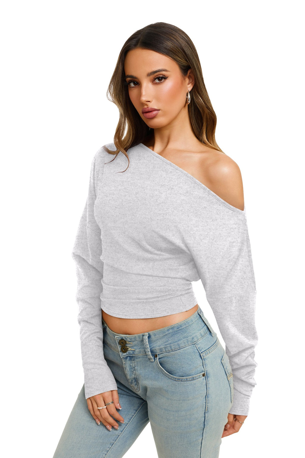 Asymmetrical Off Shoulder Cinched Waist Top