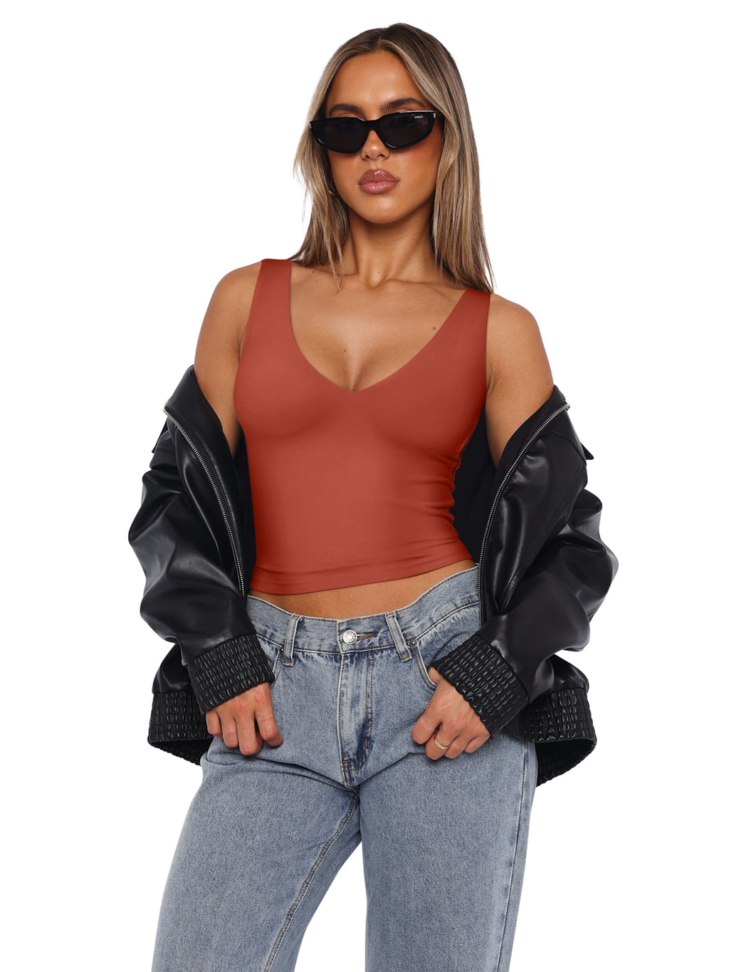 Timeless Charm Deep V Sleeveless Crop Top