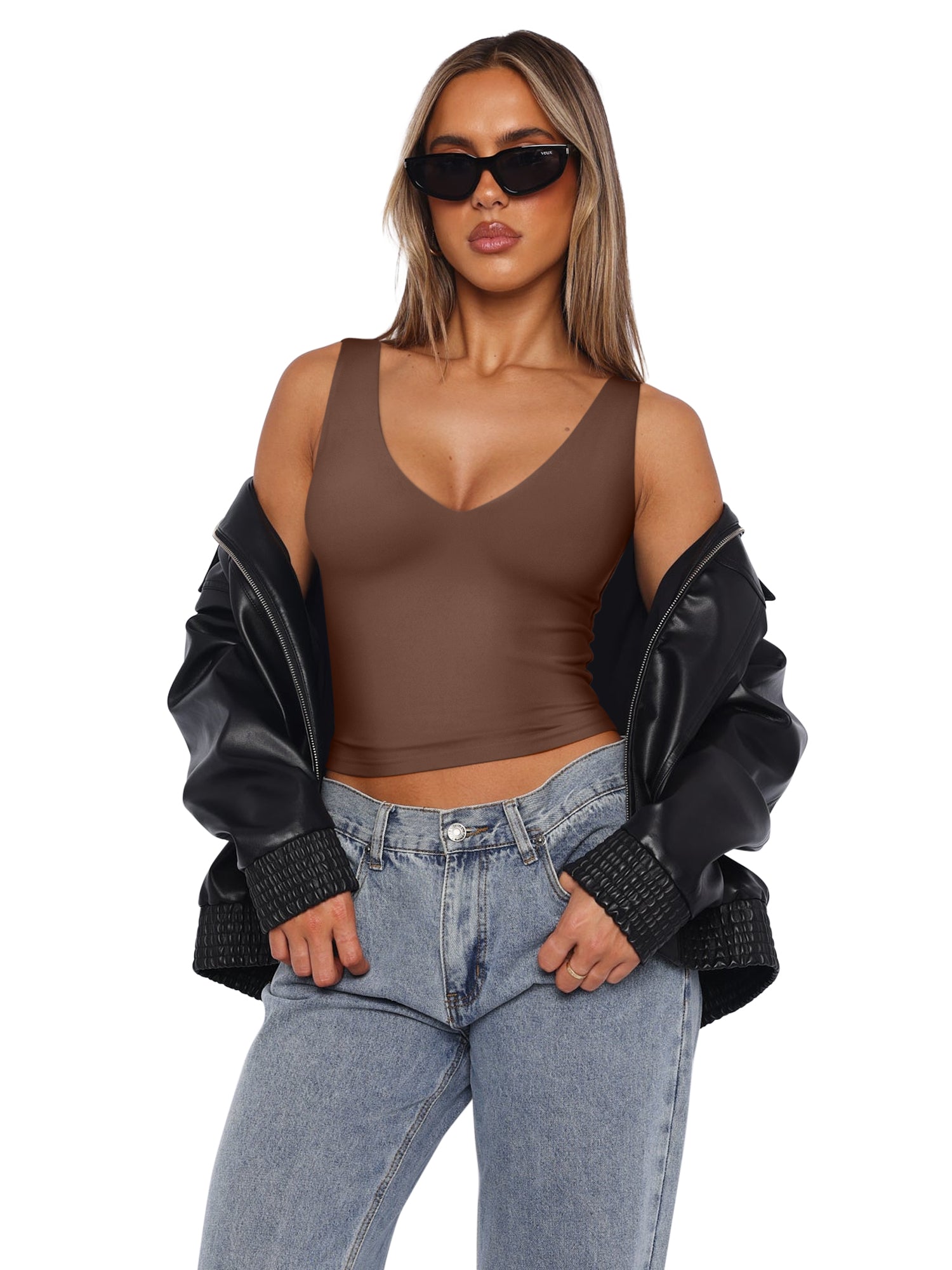 Timeless Charm Deep V Sleeveless Crop Top