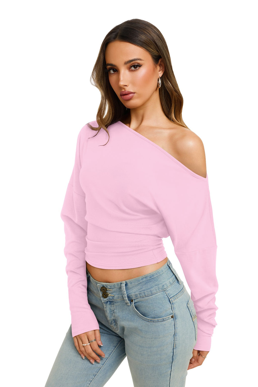 Asymmetrical Off Shoulder Cinched Waist Top