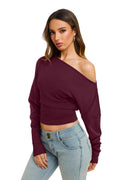 Asymmetrical Off Shoulder Cinched Waist Top