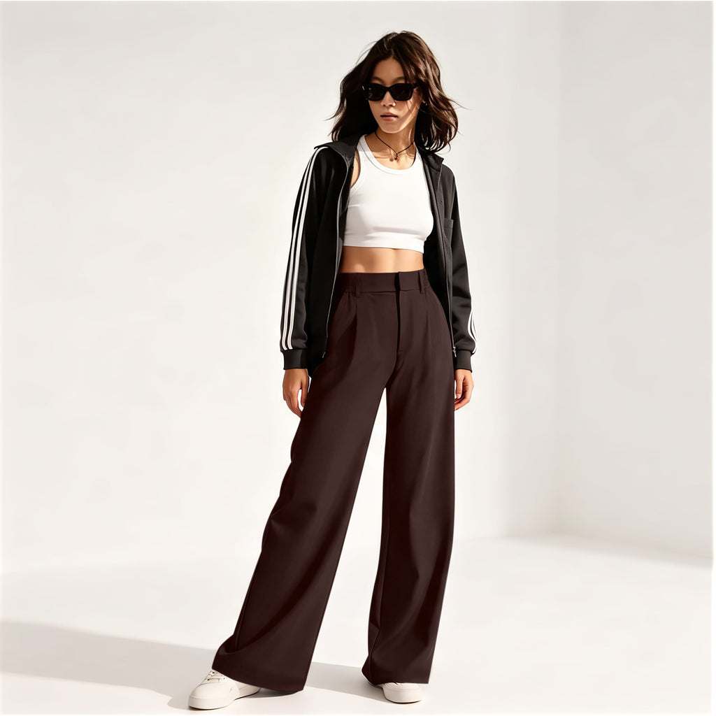REORIA Women's High Waisted Wide Leg Work Pants with Pockets