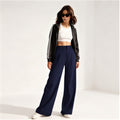 REORIA Women's High Waisted Wide Leg Work Pants with Pockets