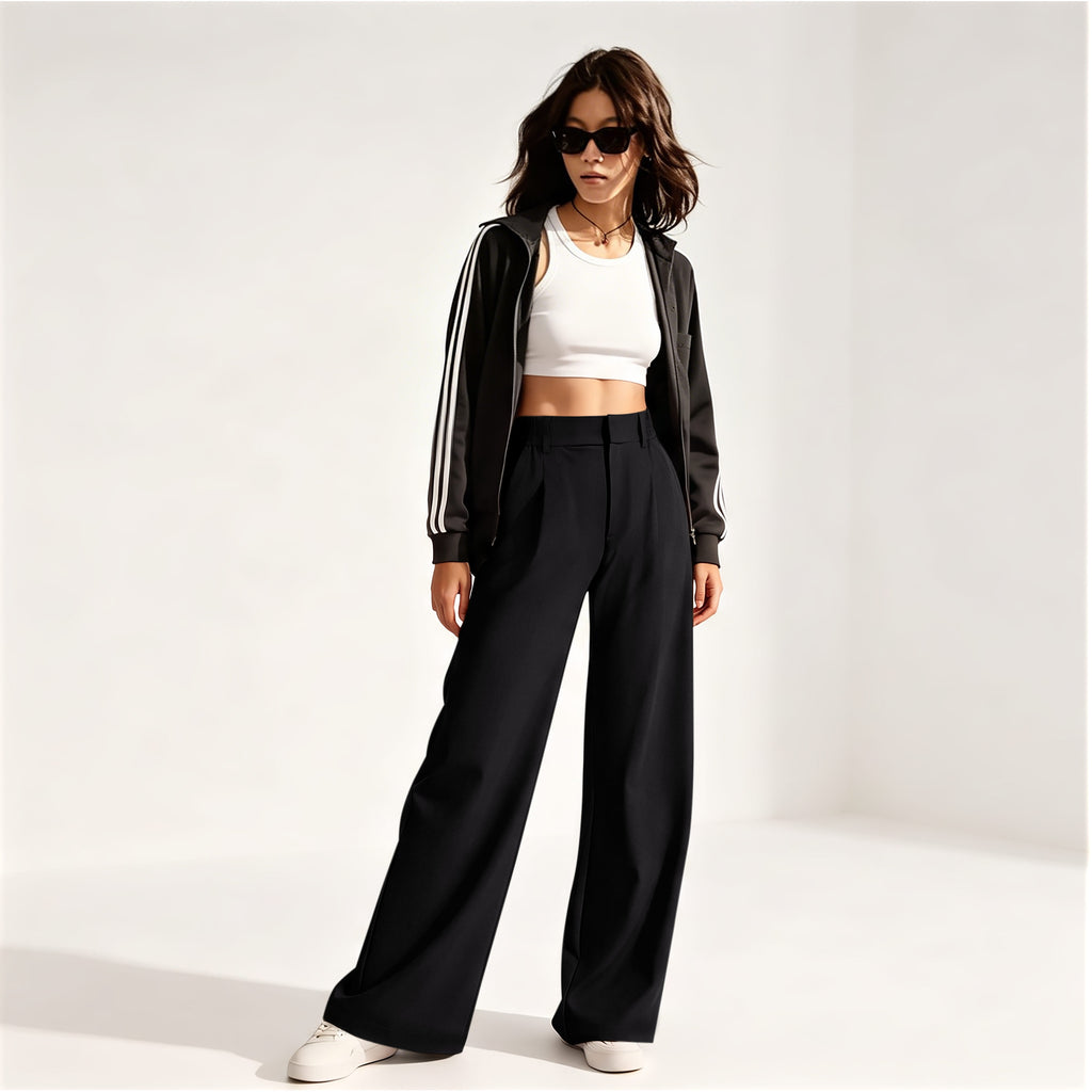 REORIA Women's High Waisted Wide Leg Work Pants with Pockets