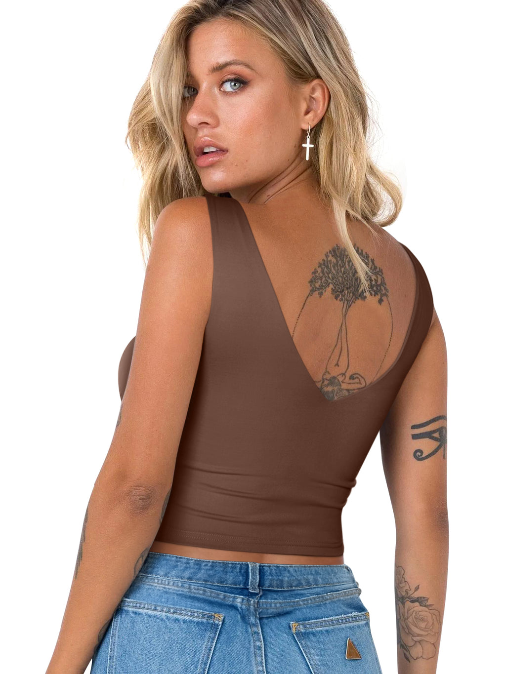 Timeless Charm Deep V Sleeveless Crop Top