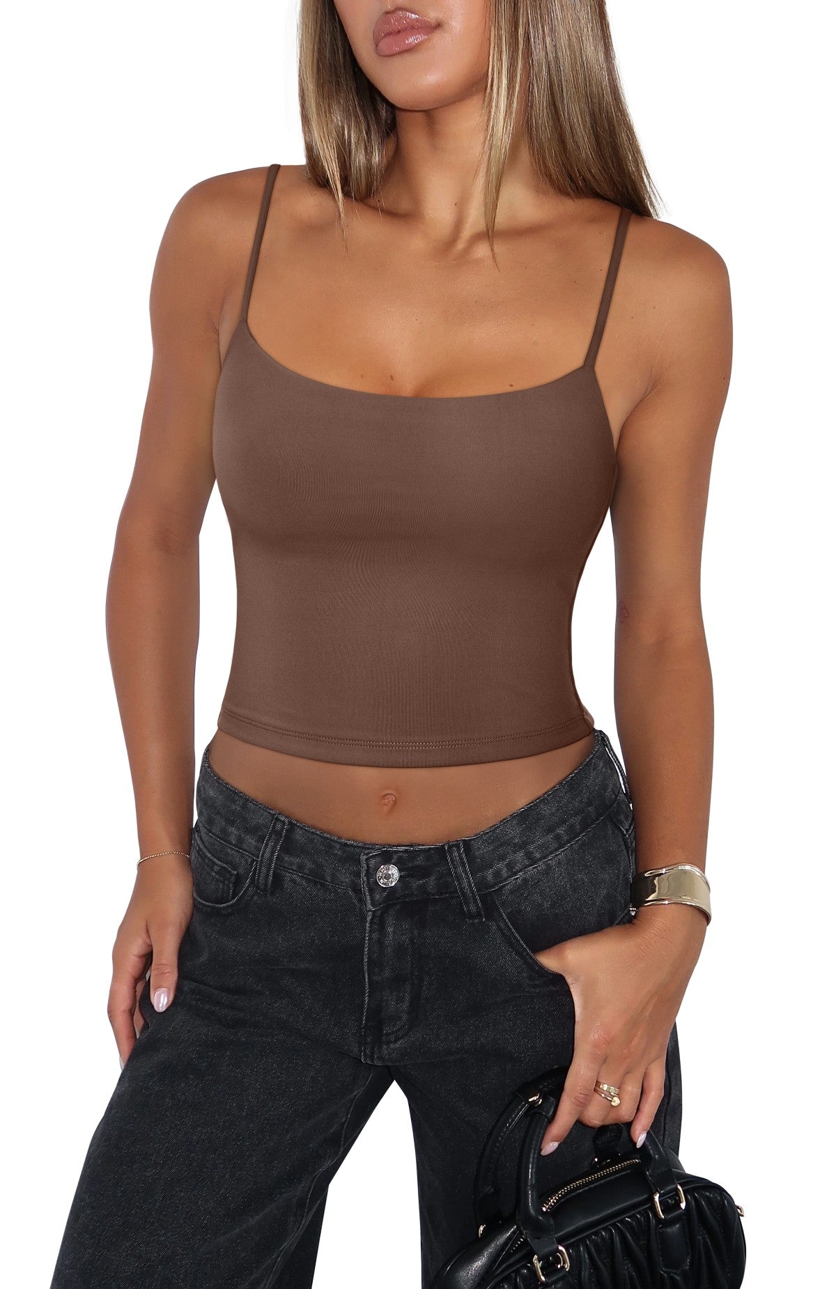 Adjustable Spaghetti Strap Seamless Camisole Crop Tops