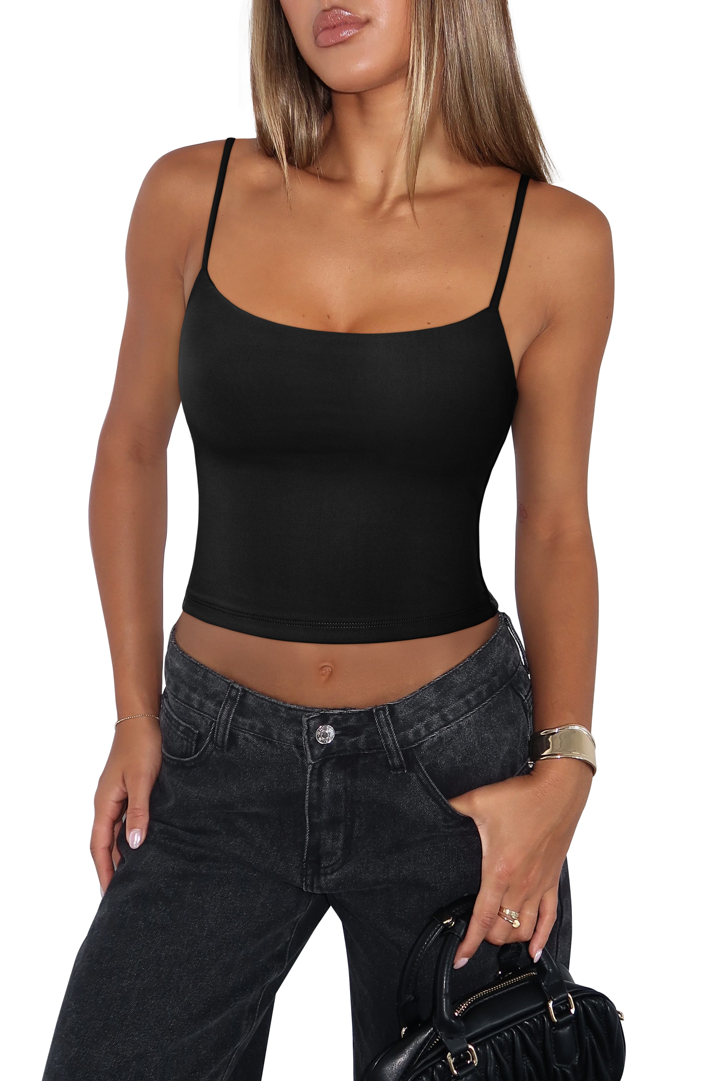 Adjustable Spaghetti Strap Seamless Camisole Crop Tops
