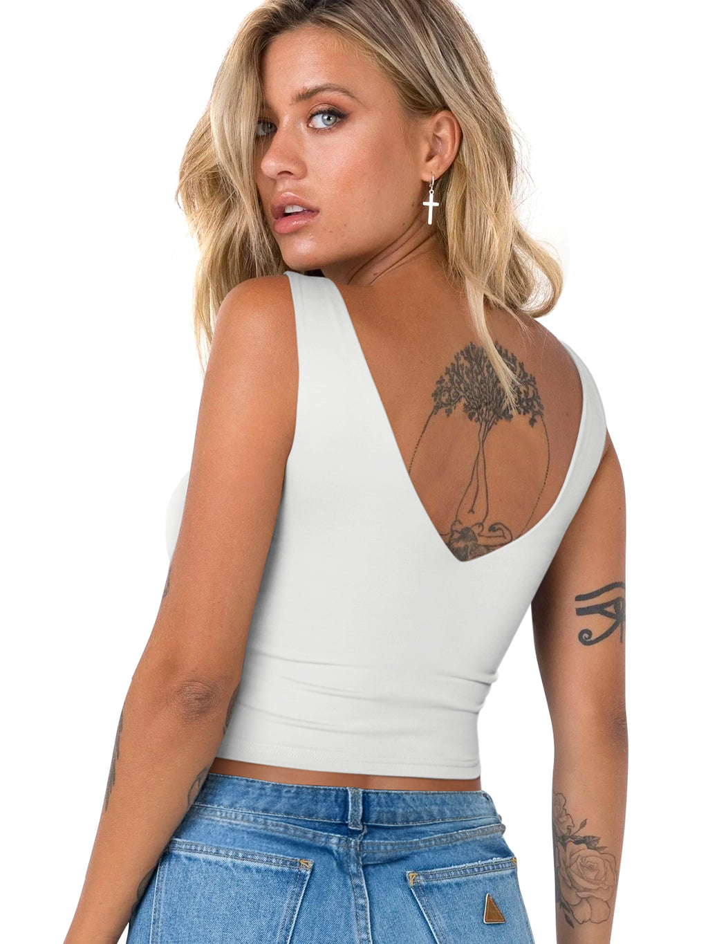 Timeless Charm Deep V Sleeveless Crop Top