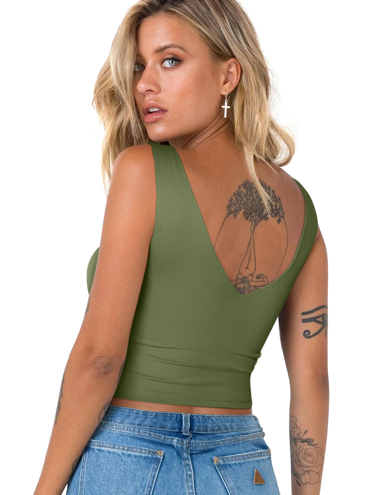 Timeless Charm Deep V Sleeveless Crop Top