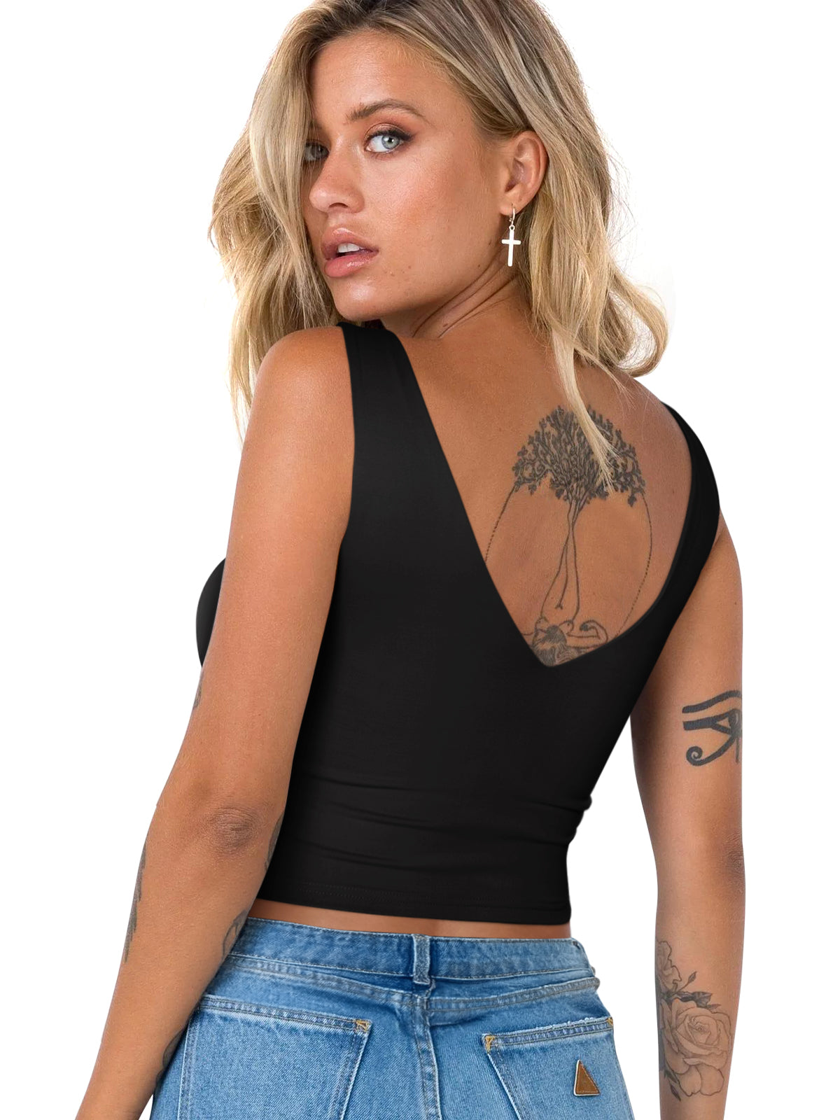 Timeless Charm Deep V Sleeveless Crop Top