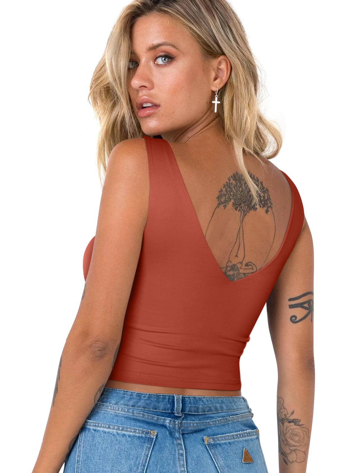 Timeless Charm Deep V Sleeveless Crop Top