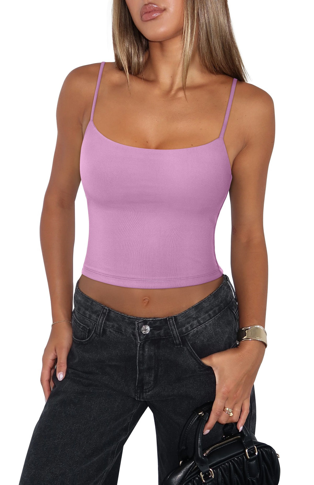Adjustable Spaghetti Strap Seamless Camisole Crop Tops