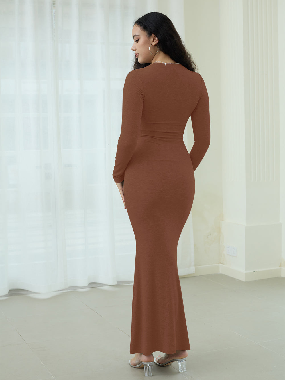 Crew-neck Long Dress Maxi Dresses REORIA Crew-neck Long Dress Maxi Dresses REORIA