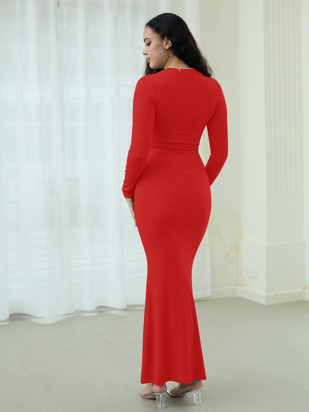 Crew-neck Long Dress Maxi Dresses REORIA Crew-neck Long Dress Maxi Dresses REORIA